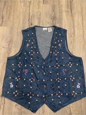 Bobbie Brooks Vintage Blue Denim Embroidered Vest